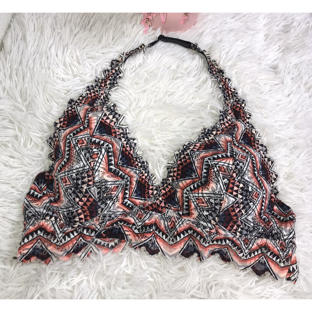 Victoria’s Secret Pink Lightly Lined Bralette Size Lg Aztec Geometric Print